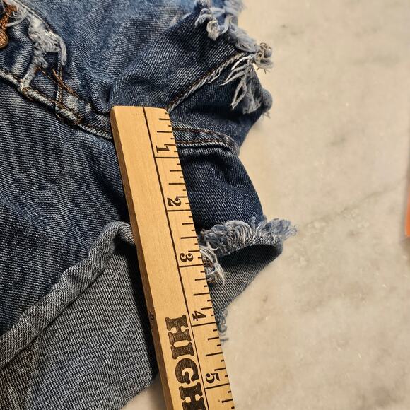 Free People Distressed Raw Hem Loving Good Vibrations Button Fly Jean Shorts 25 - Picture 6 of 7